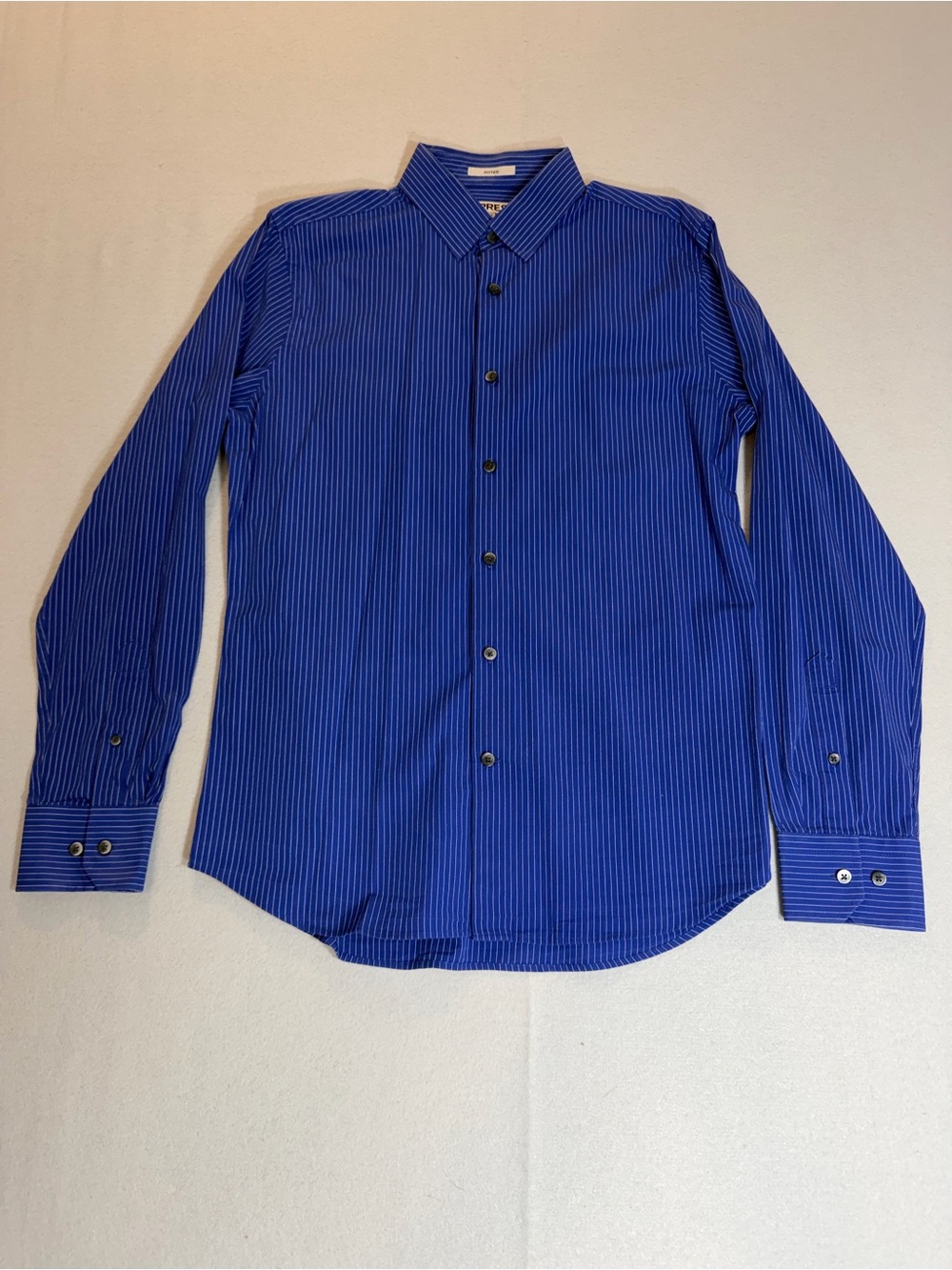Express Fitted Blue Pinstripe Button Down Dress Shirt Men’s M 15-15½